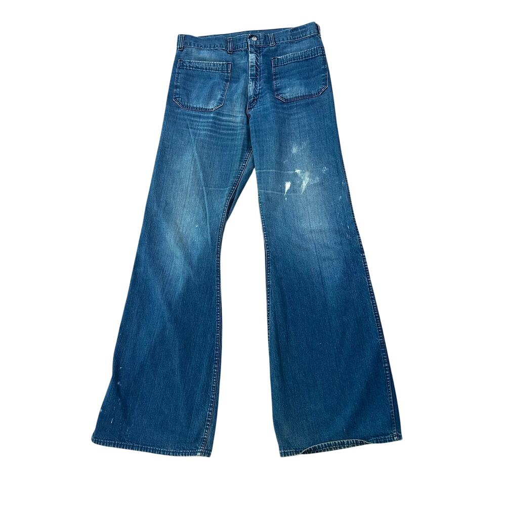 Vintage Navdungaree Cone Denim Sailor Jeans High Rise Flare Leg 34x35 60s 70s -